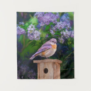 Eastern Bluebird in Snow - Original Photograph Tapestry