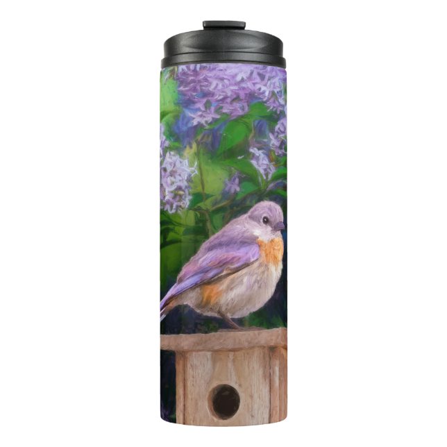 Eastern Bluebird in Snow - Original Photograph Thermal Tumbler (Front)