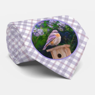 Eastern Bluebird in Snow - Original Photograph Tie