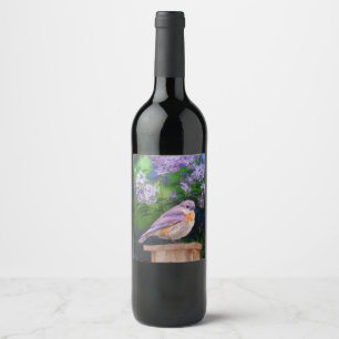 Eastern Bluebird in Snow - Original Photograph Wine Label