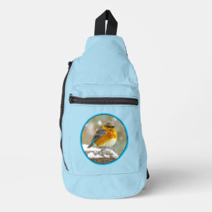 Eastern Bluebird in Snowstorm Original Photograph Sling Bag