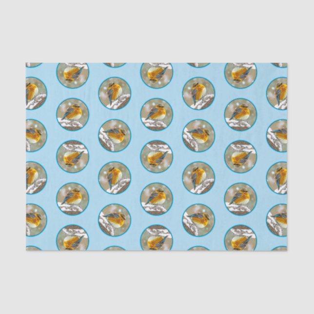 Eastern Bluebird in Snowstorm Original Photograph Tissue Paper (Front)