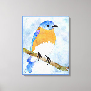 Eastern Bluebird – male - watercolor style canvas Print