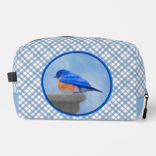 Eastern Bluebird on Birdbath Original Bird Art Dopp Kit