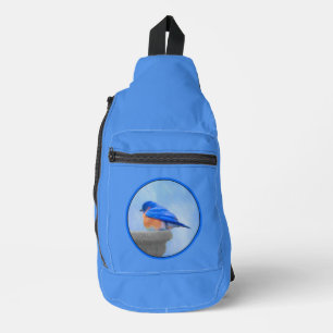 Eastern Bluebird on Birdbath Original Bird Art Sling Bag