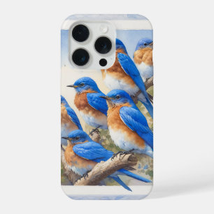 Eastern Bluebirds Perched REF26 - Watercolor iPhone 15 Pro Case