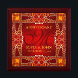 Eastern Bohemian Wedding Anniversary Gift Box<br><div class="desc">Royal Eastern Bohemian inspired design gift box with in deep orange, reds and gold - fully customisable - would suit perfectly for a middle eastern or Indian themes - Exquisite and elegant custom Wedding, Anniversary or engagement present. Personalise with names, anniversary date and monogram or numbers - made into a...</div>