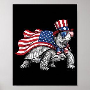 Eastern Box Turtle 4th Of July Aamerican Flag Poster