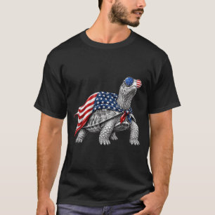 Eastern Box Turtle 4th Of July Aamerican Flag T-Shirt