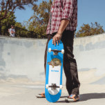 Eastern Box Turtle Bright Blue Personalised Skateboard<br><div class="desc">Add your own name or message to create a personalised gift for your favourite skateboarder. This skateboard features a photo of an eastern box turtle against a bright blue patterned background.</div>