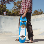 Eastern Box Turtle Bright Blue Personalised Skateboard<br><div class="desc">Add your own name or message to create a personalised gift for your favourite skateboarder. This skateboard features a photo of an eastern box turtle against a bright blue patterned background.</div>