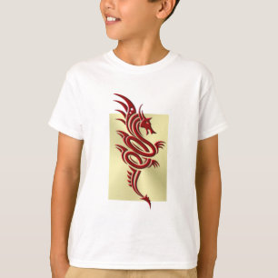 Eastern Crimson Dragon, Embossed-effect on Gold T-Shirt