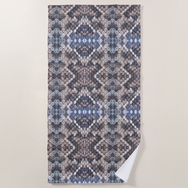 Eastern Diamondback Rattlesnake Skin Design  Beach Towel (Front)
