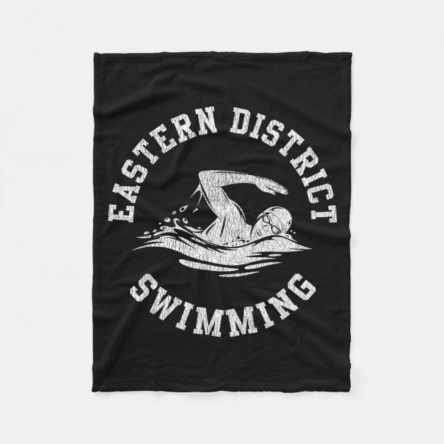 Eastern District Swimming Retro Distressed Swim Te Fleece Blanket (Front)