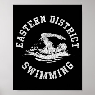 Eastern District Swimming Retro Distressed Swim Te Poster