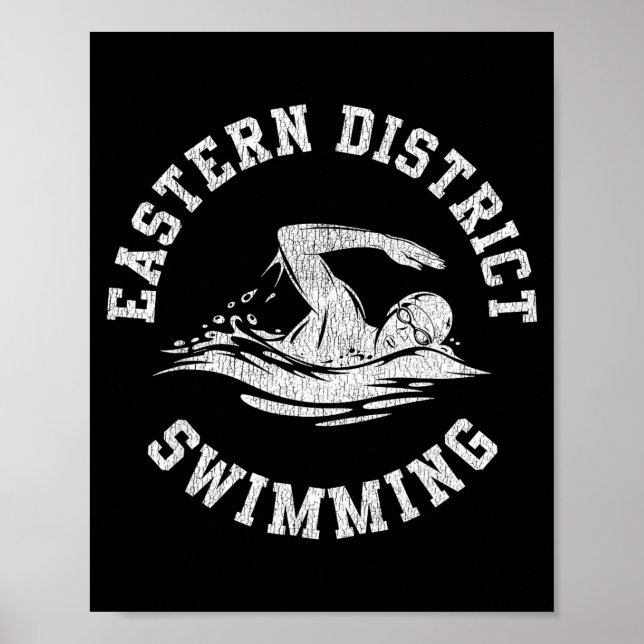 Eastern District Swimming Retro Distressed Swim Te Poster (Front)