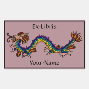 Eastern Dragon Bookplate Rectangular Sticker