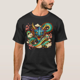 Eastern Dragon & Cherry Blossoms Fantasy Art T-Shirt