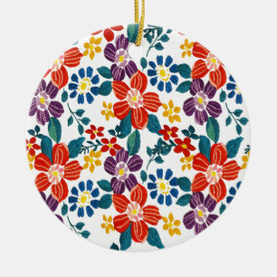 Eastern Europe Pattern, Traditional Folk, Folklore Ceramic Tree Decoration