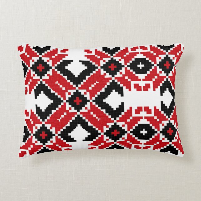 Eastern Europe Pattern, Traditional Folk, Folklore Decorative Cushion (Front)