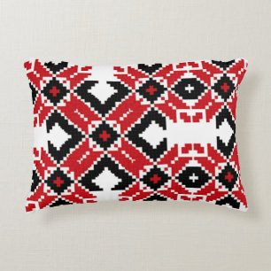 Eastern Europe Pattern, Traditional Folk, Folklore Decorative Cushion
