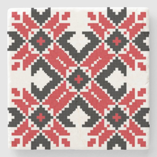 Eastern Europe Pattern, Traditional Folk, Folklore Stone Coaster (Front)