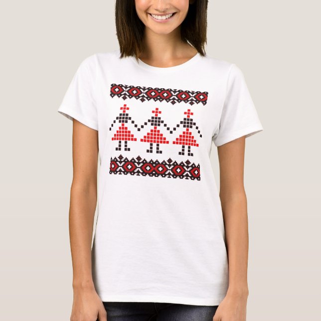 Eastern Europe Pattern, Traditional Folk, Folklore T-Shirt (Front)