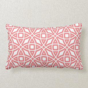 Eastern Geometric Pattern Coral Pink Lumbar Cushion
