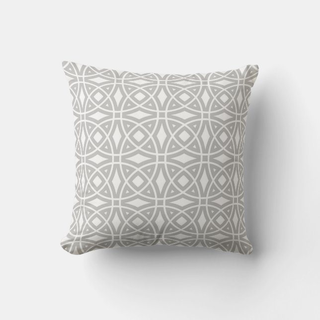 Eastern Geometric Pattern in Grey and White Cushion (Front)