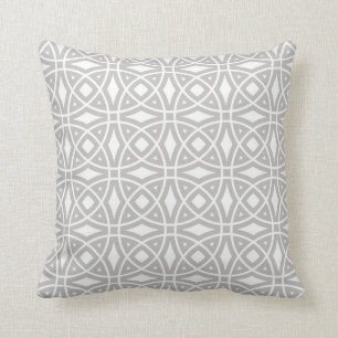 Eastern Geometric Pattern in Grey and White Cushion