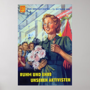 Eastern Germany Propaganda Poster FDGB glory and