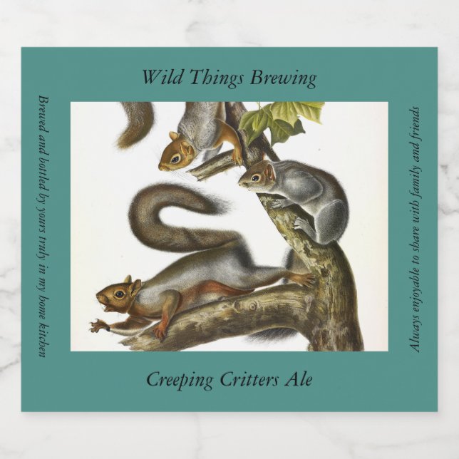Eastern Grey Squirrel (Migratory Squirrel) Audubon Beer Bottle Label (Single Label)