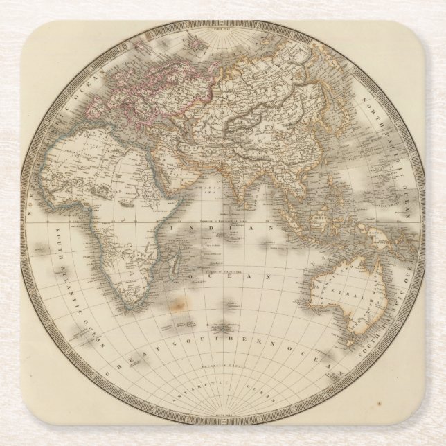Eastern Hemisphere 5 Square Paper Coaster (Front)