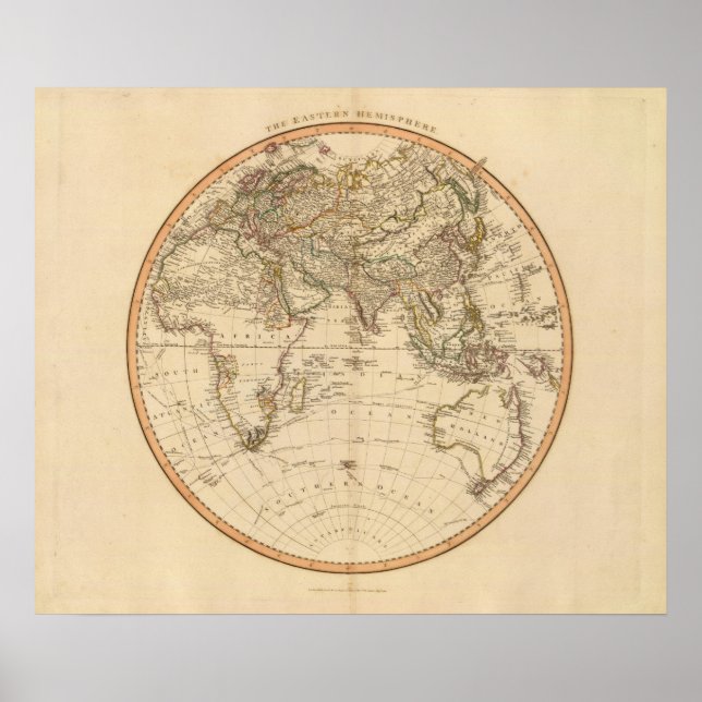 Eastern Hemisphere Circular Map Poster (Front)