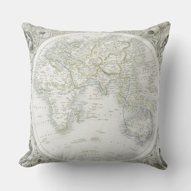 Eastern Hemisphere, from a Series of World Maps pu Cushion (Front)