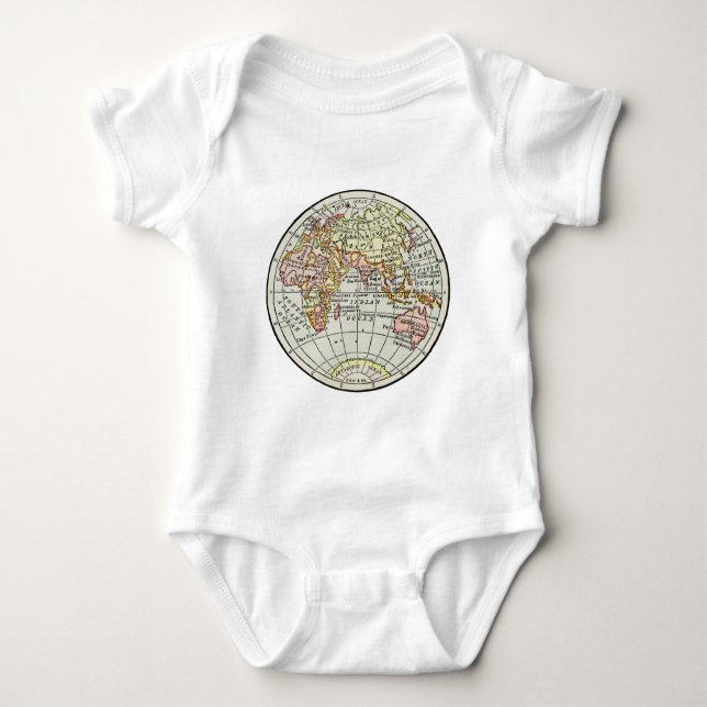 Eastern Hemisphere Map Globe Travel Art Baby Bodysuit (Front)