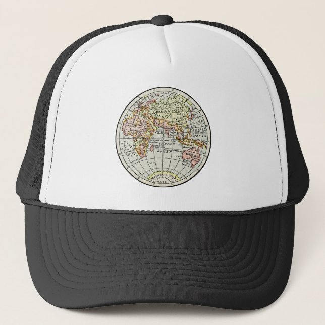 Eastern Hemisphere Map Globe Travel Art Trucker Hat (Front)