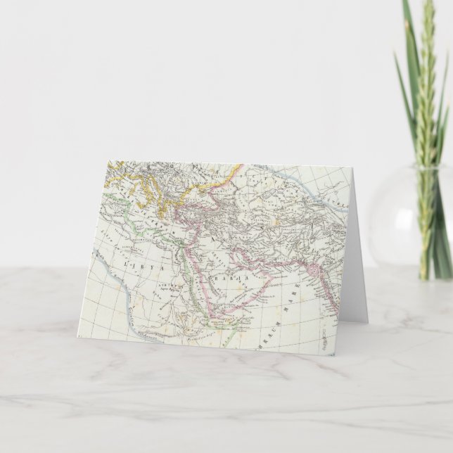 Eastern Hemisphere World Lithographed Map Holiday Card (Front)