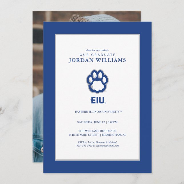 Eastern Illinois Panthers Paw Print & EIU Announcement (Front/Back)