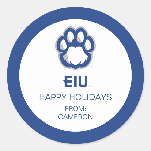 Eastern Illinois Panthers Paw Print & EIU Classic Round Sticker (Front)