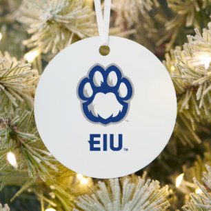 Eastern Illinois Panthers Paw Print & EIU Metal Tree Decoration