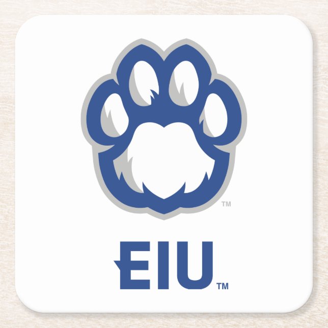 Eastern Illinois Panthers Paw Print & EIU Square Paper Coaster (Front)