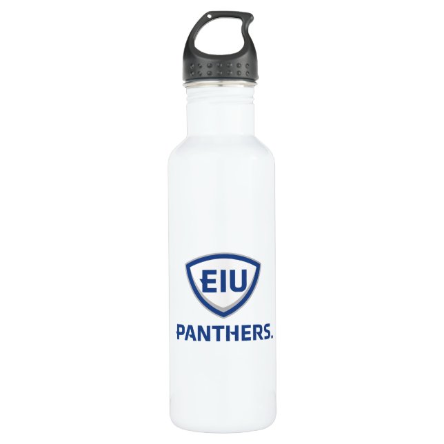 Eastern Illinois Panthers Shield & Wordmark Logo 710 Ml Water Bottle (Front)