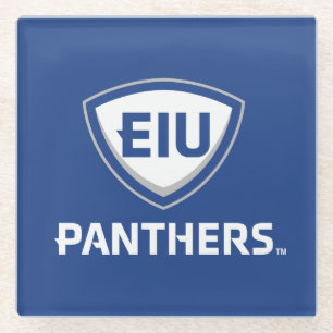 Eastern Illinois Panthers Shield & Wordmark Logo Glass Coaster