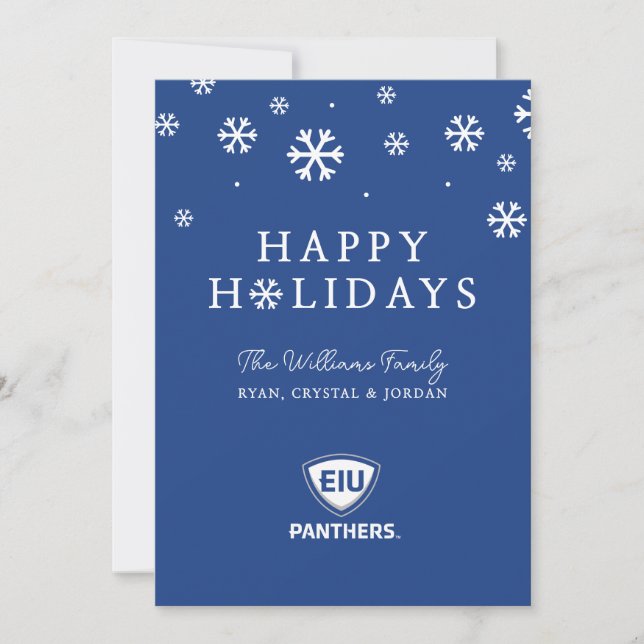 Eastern Illinois Panthers Shield & Wordmark Logo Holiday Card (Front)