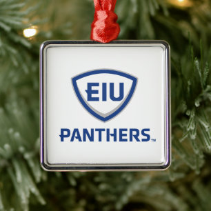 Eastern Illinois Panthers Shield & Wordmark Logo Metal Tree Decoration