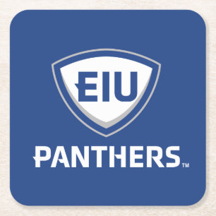 Eastern Illinois Panthers Shield & Wordmark Logo Square Paper Coaster