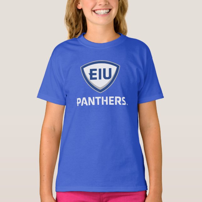 Eastern Illinois Panthers Shield & Wordmark Logo T-Shirt (Front)