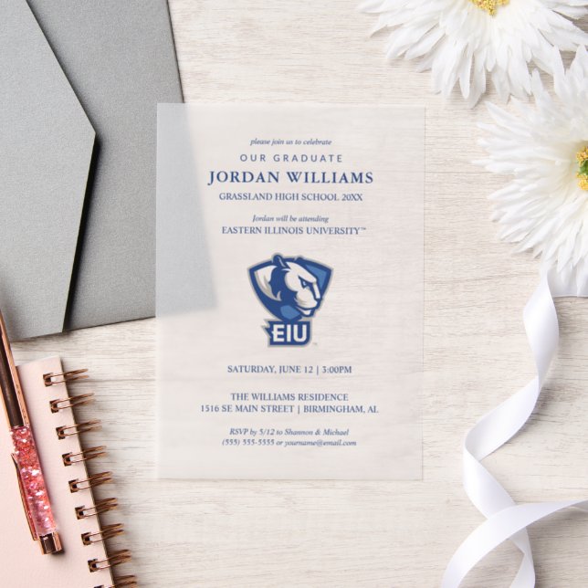 Eastern Illinois University Panthers Logo Vellum Invitations (Wedding)