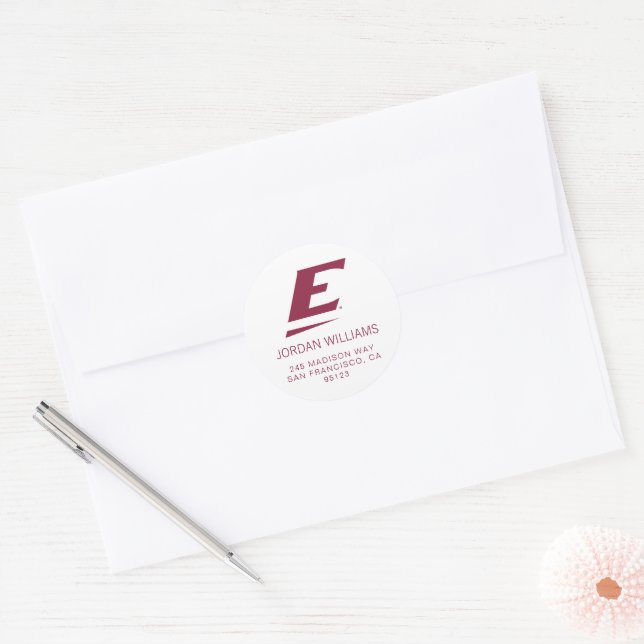 Eastern Kentucky University E Classic Round Sticker (Envelope)